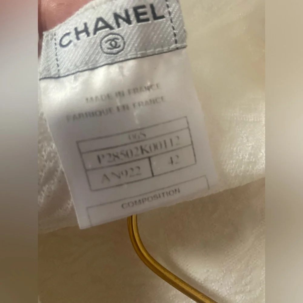 Vintage CHANEL 2006 Cruise White Jacquard Knit Midi Dress
